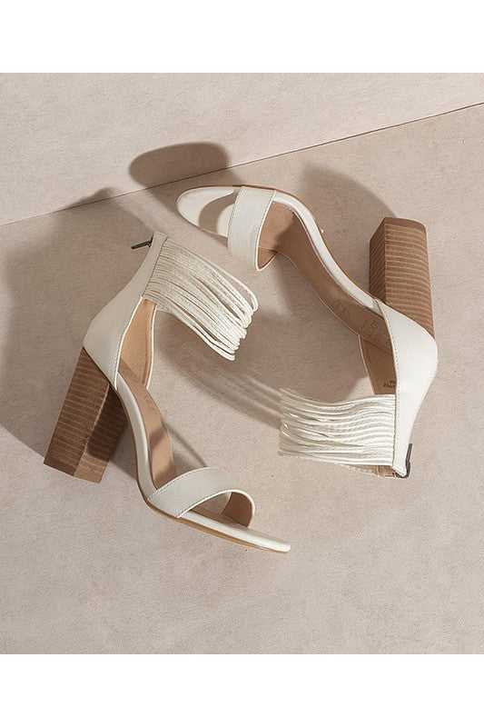 BLAIR-M THICK STRAND ANKLE WRAP HEELS
