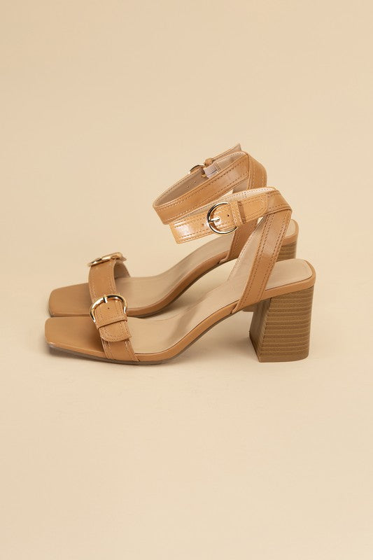 Camel BUCKLE SANDAL HEELS