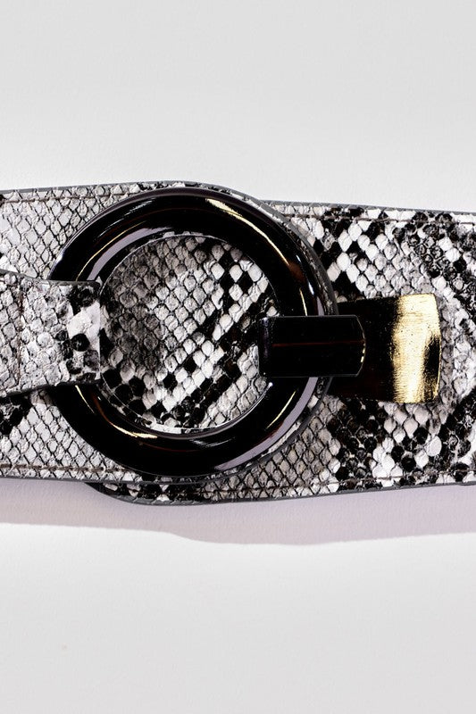 Black SNAKE PRINT FASHION BELT