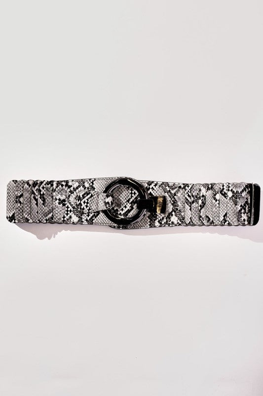 Black SNAKE PRINT FASHION BELT