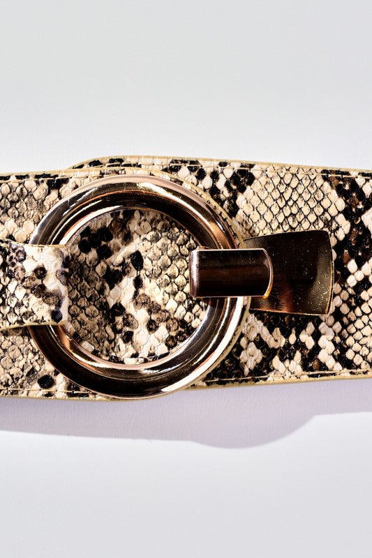 Brown SNAKE PRINT FASHION BELT