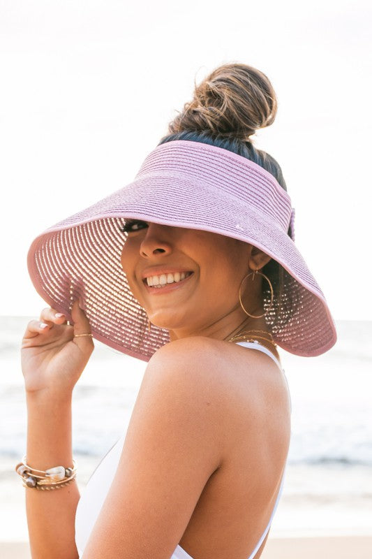 Lavender Foldable Wide Brim Bow Visor
