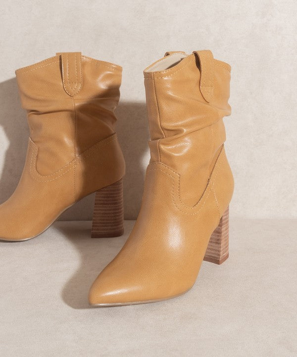 Tan PU Western Style Bootie