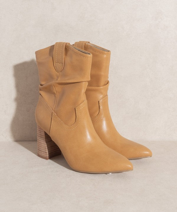 Tan PU Western Style Bootie