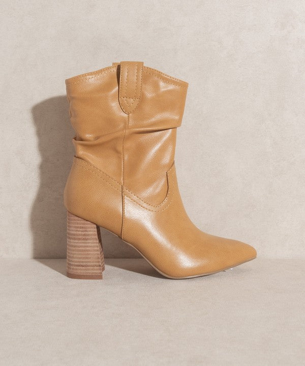 Tan PU Western Style Bootie