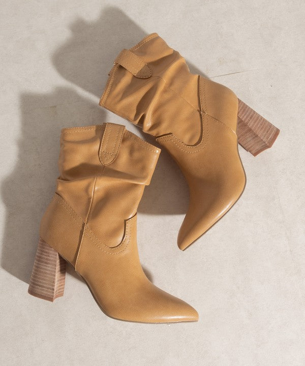 Tan PU Western Style Bootie