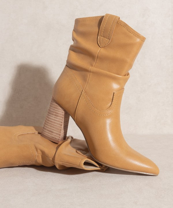 Tan PU Western Style Bootie