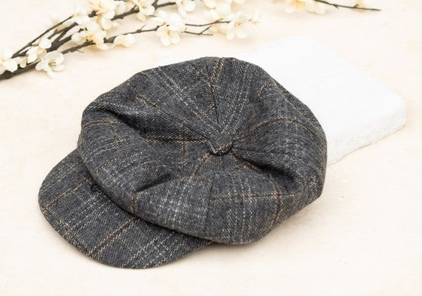 Grey Plaid Newsboy Caps