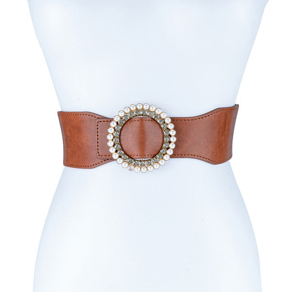 BROWN ROUND RHINESTONE BELT