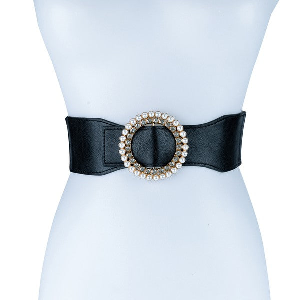 BLACK ROUND RHINESTONE BELT