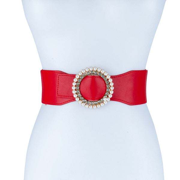 RED ROUND RHINESTONE BELT