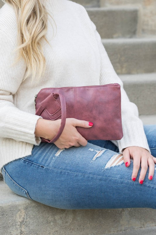 Burgundy Wristlet Mini Clutch