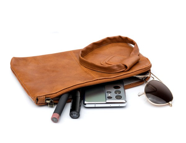 Cognac Wristlet Mini Clutch