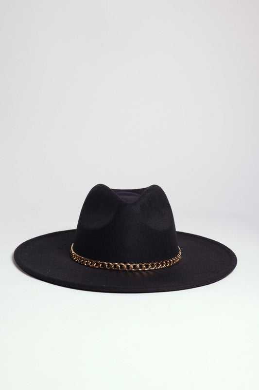 FASHIONISTA CHAIN FEDORA WITH GOLD CHAIN