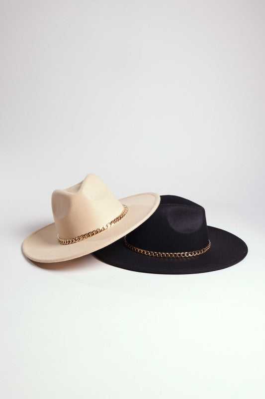 FASHIONISTA CHAIN FEDORA WITH GOLD CHAIN
