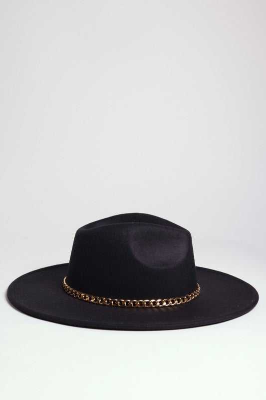 FASHIONISTA CHAIN FEDORA WITH GOLD CHAIN