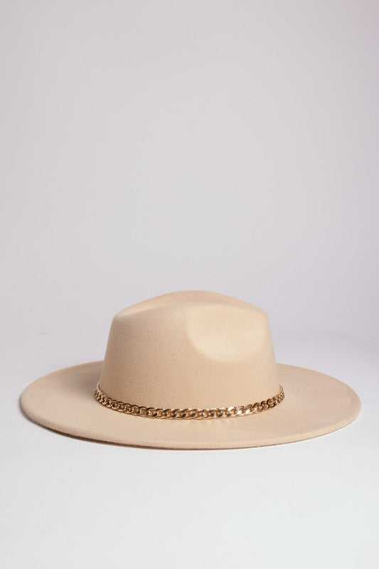 FASHIONISTA CHAIN FEDORA WITH GOLD CHAIN
