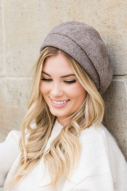 Brown Fold Over Beret