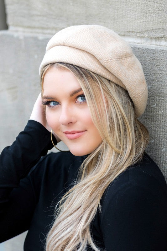 Cream Fold Over Beret