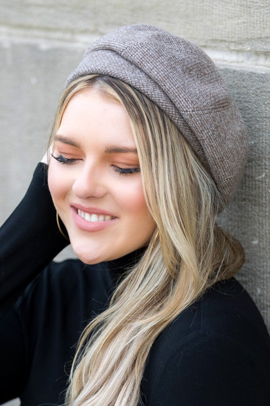 Black Fold Over Beret