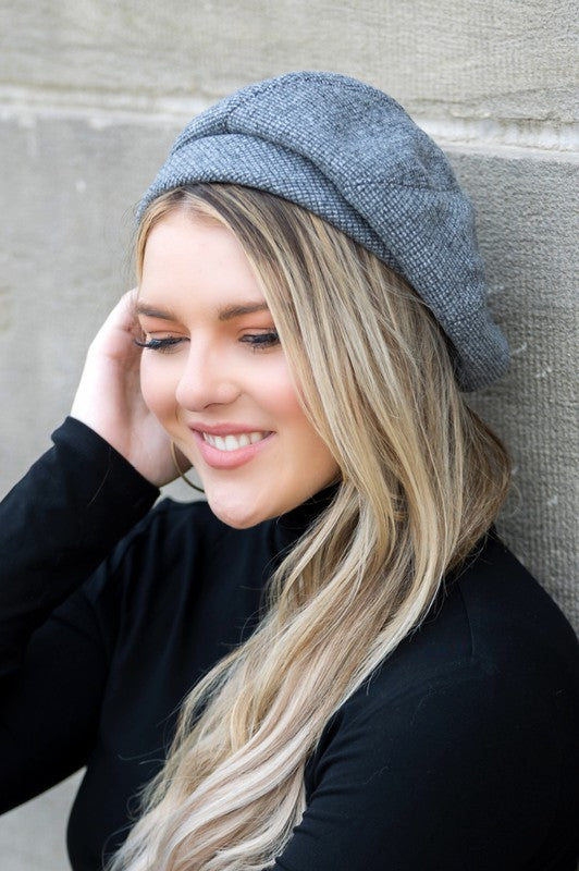Blue Fold Over Beret