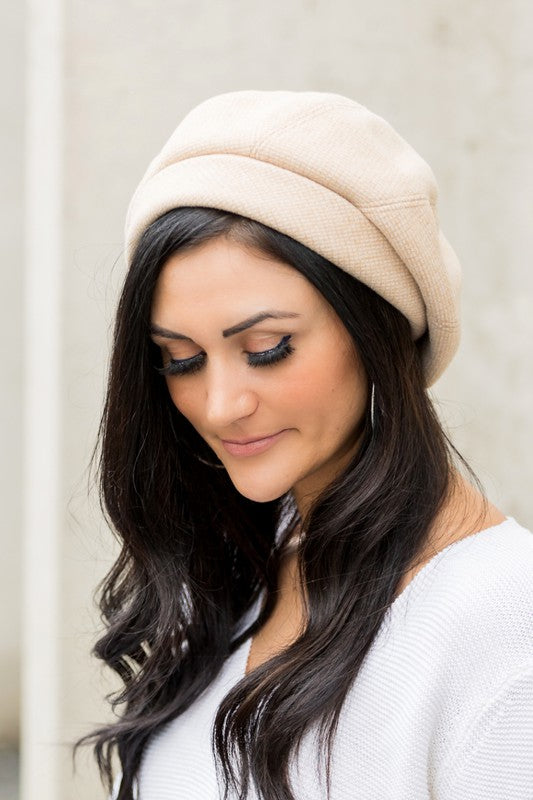Cream Fold Over Beret