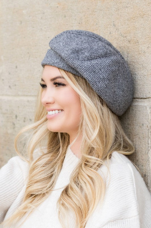 Grey Fold Over Beret