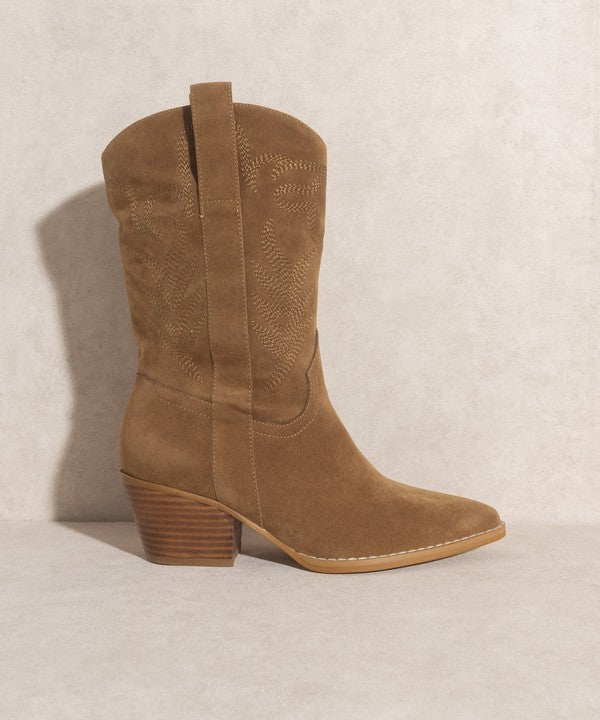 Brown Embroidered Short Boot
