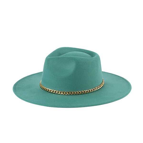 FASHIONISTA CHAIN FEDORA WITH GOLD CHAIN