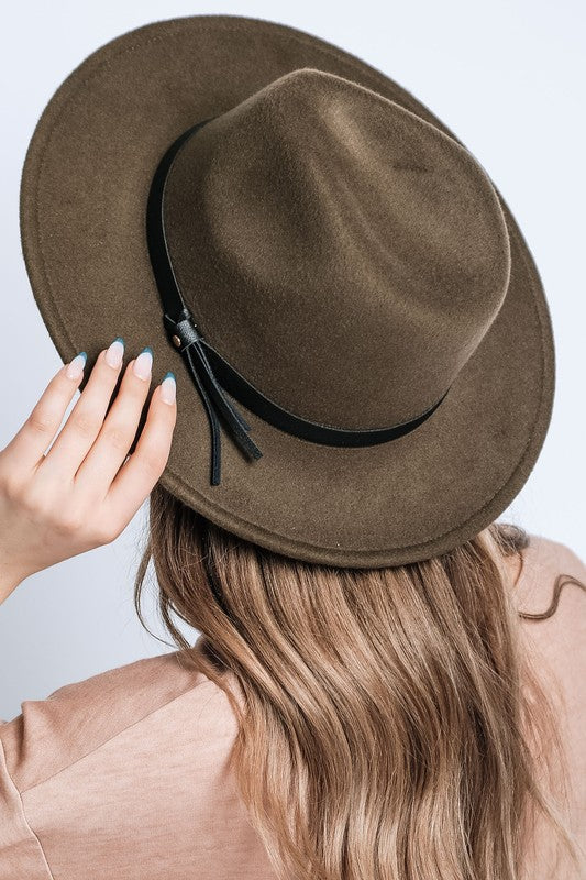 Olive  PLAIN FELT FEDORA