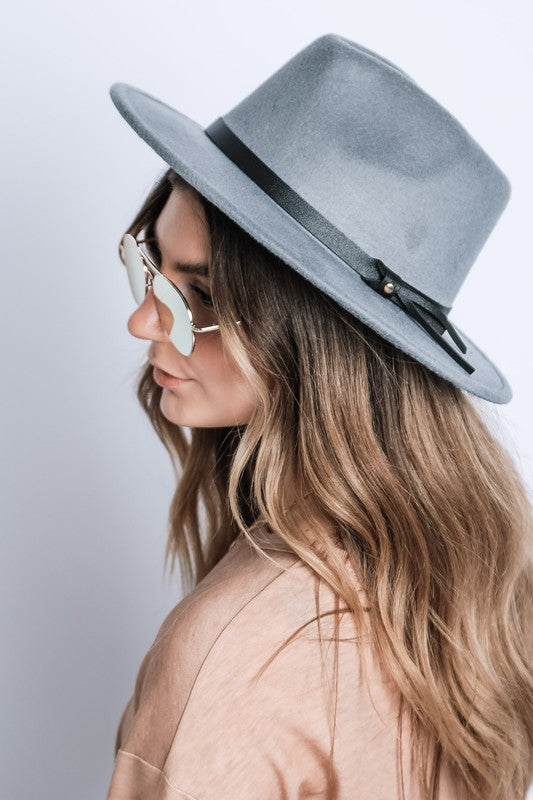 Grey  PLAIN FELT FEDORA