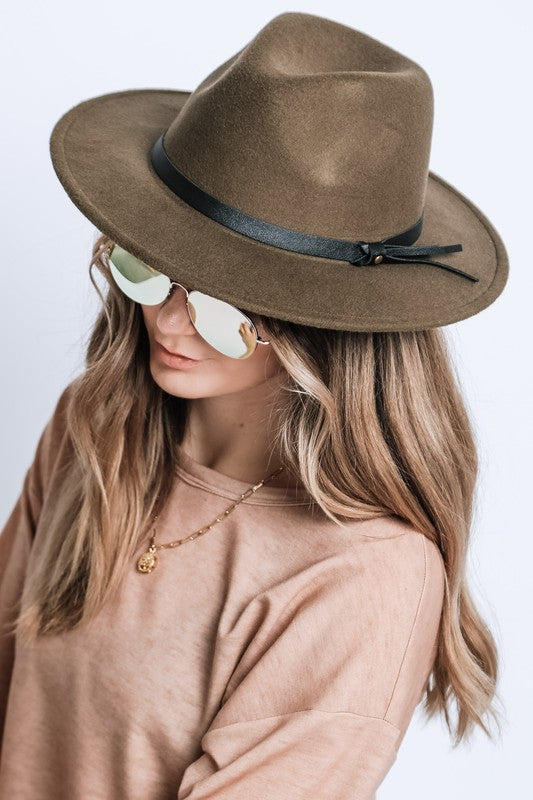 Olive  PLAIN FELT FEDORA