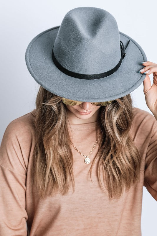 Grey  PLAIN FELT FEDORA
