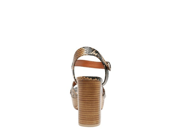Tan HIGH HEELED BLOCK SANDAL IN TAN