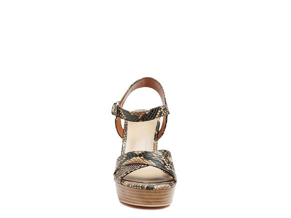 Tan HIGH HEELED BLOCK SANDAL IN TAN