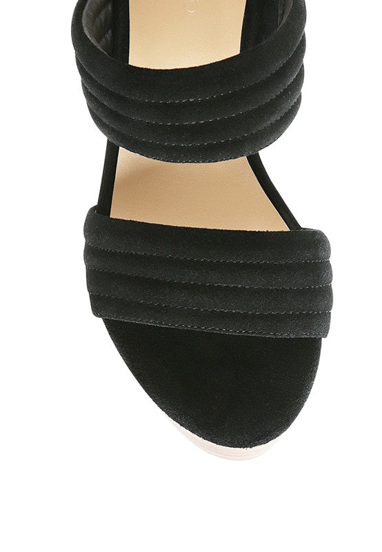 Black SUEDE SLIP-ON BLOCK HEELED SANDAL