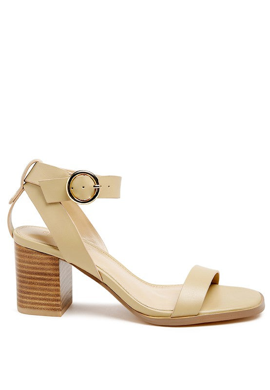 Nude STACK BLOCK HEELED SANDAL