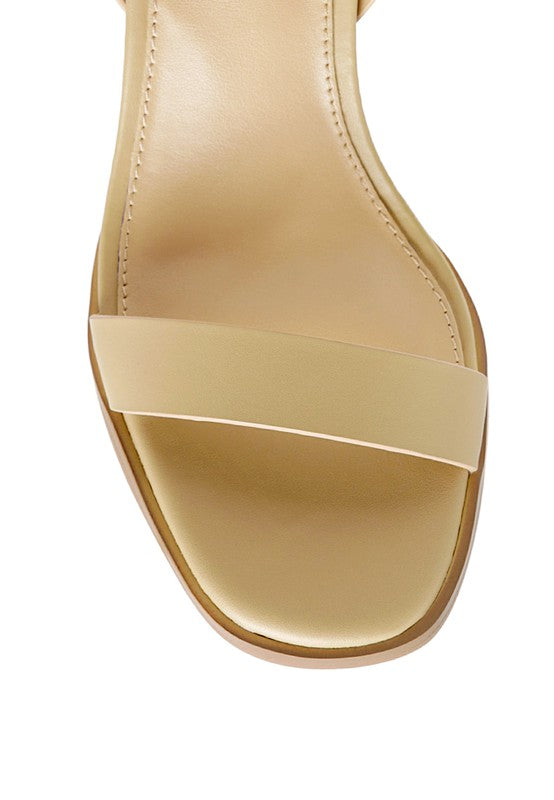 Nude STACK BLOCK HEELED SANDAL