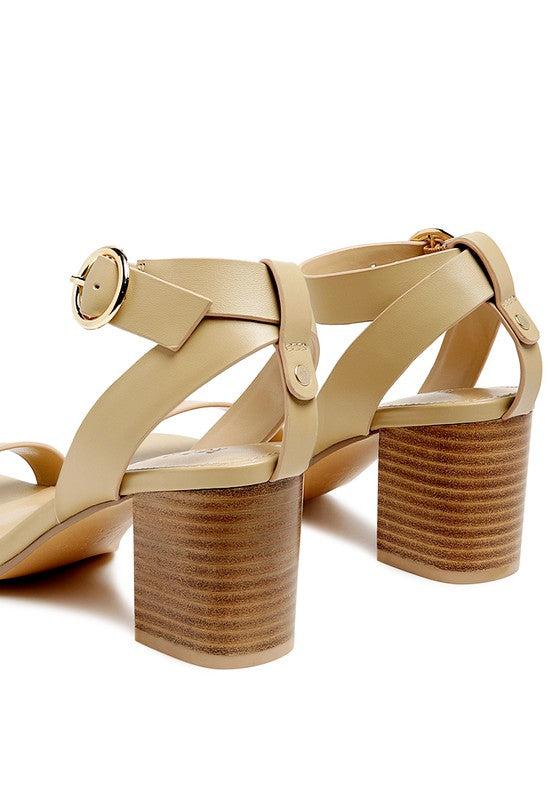 Nude STACK BLOCK HEELED SANDAL