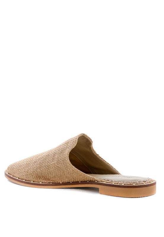 Khaki SUEDE CANVAS MULES