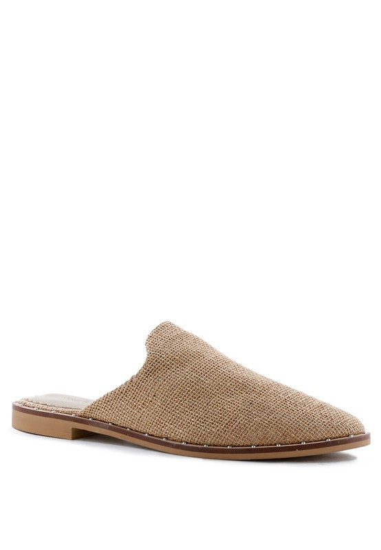 Khaki SUEDE CANVAS MULES