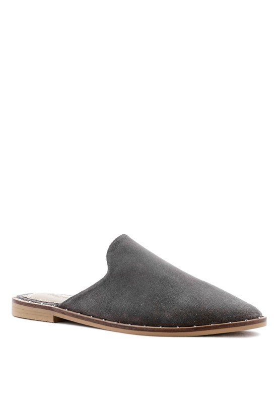 Grey SUEDE CANVAS MULES