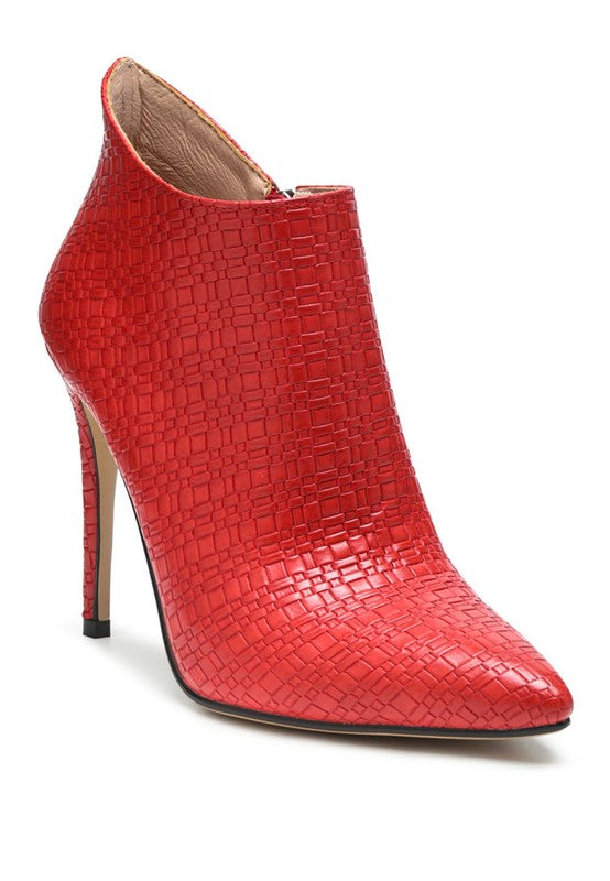 Red WOVEN TEXTURE STILETTO BOOT