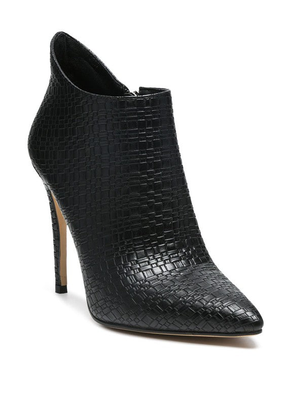 Black WOVEN TEXTURE STILETTO BOOT