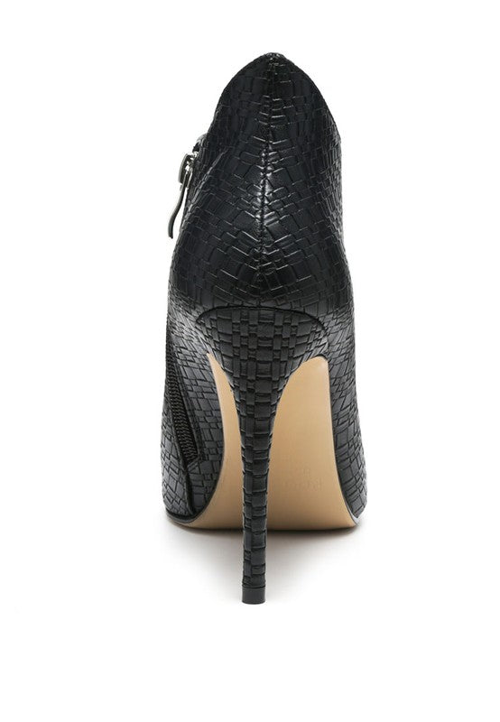 Black WOVEN TEXTURE STILETTO BOOT