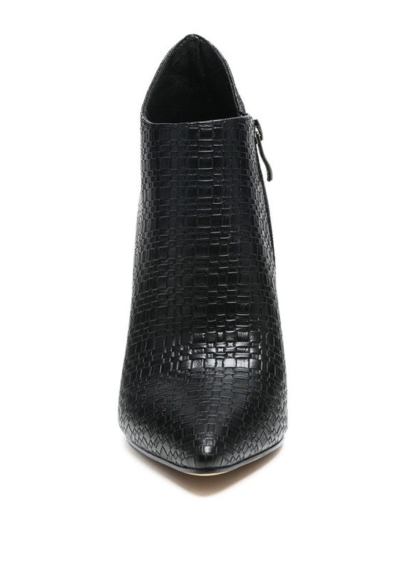 Black WOVEN TEXTURE STILETTO BOOT