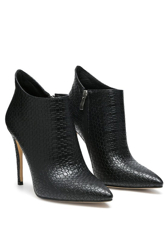 Black WOVEN TEXTURE STILETTO BOOT