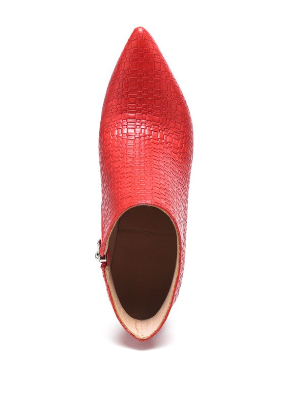 Red WOVEN TEXTURE STILETTO BOOT