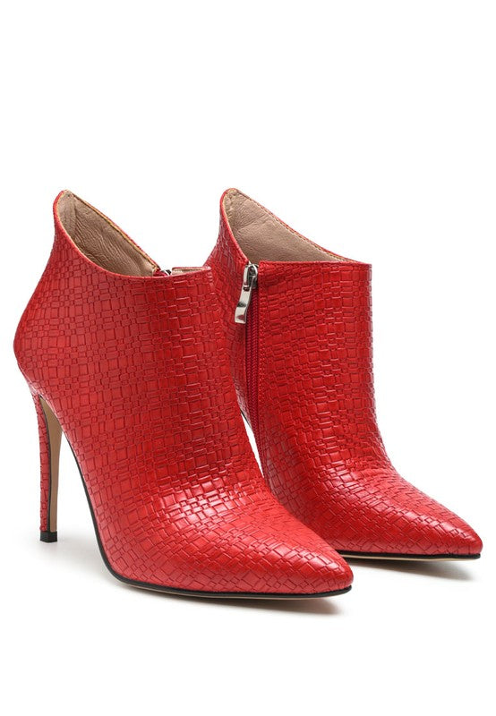 Red WOVEN TEXTURE STILETTO BOOT