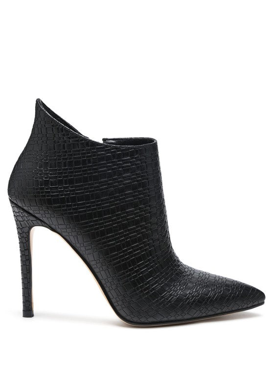 Black WOVEN TEXTURE STILETTO BOOT